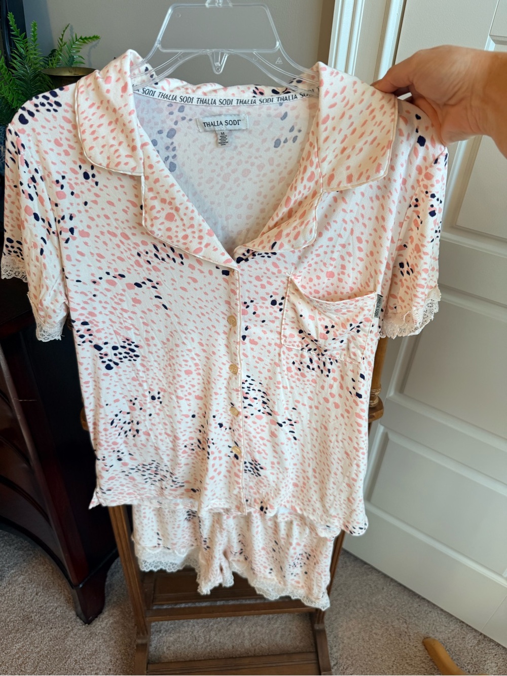 Thalia Sodi Pink & Navy Printed Sleep PJ Set